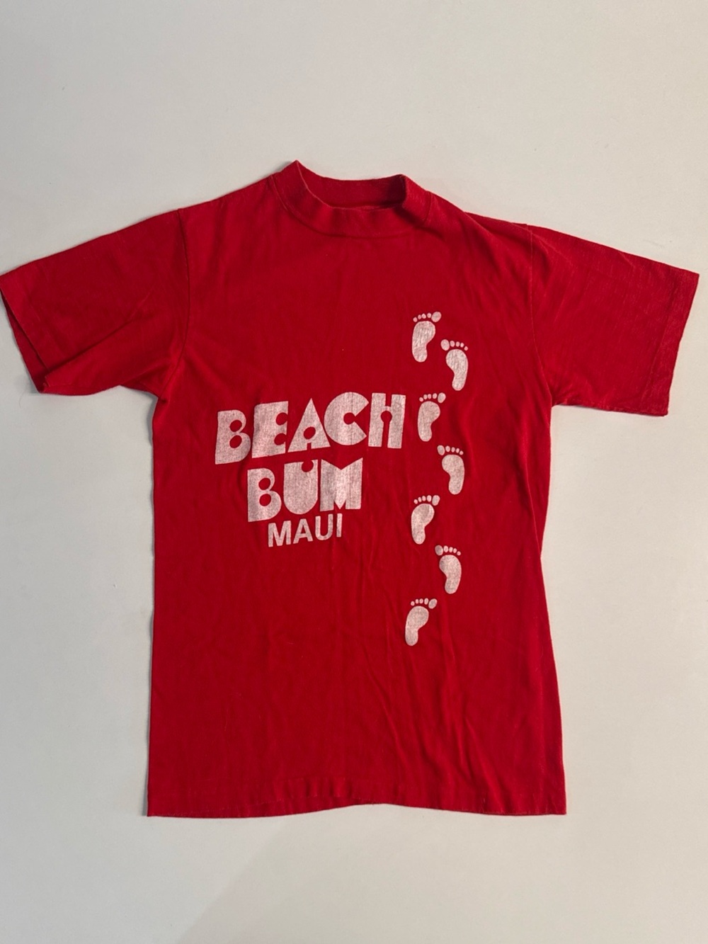 Vintage 70s Hanes Beefy Made in USA Beach Bum Maui Size S red